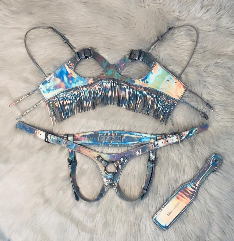 Strapon Harness Holographic Vegan Leather Strap On Harness