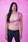 One Shoulder Reflective Leather Chest Harness